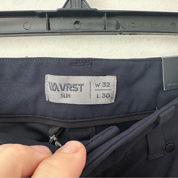VRST Limitless Slim Fit 5 Pocket Navy Tech Trousers 32x30 NWT - Picture 8 of 10